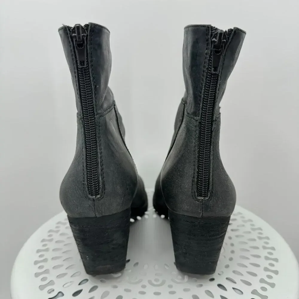 Jeffrey Campbell Rosmore gray nubuck leather zip ankle boots 7.5